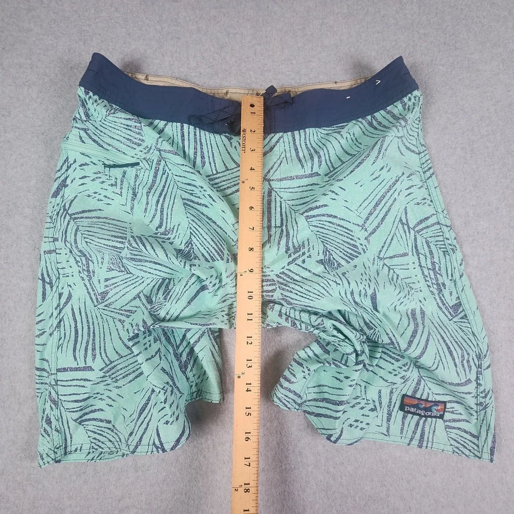 Patagonia Wavefarer Board Shorts‎ Mens 36x9 Green Blue Swim Trunk Unlined